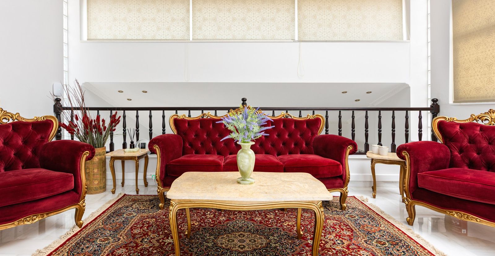 Luxury red lounge sofas