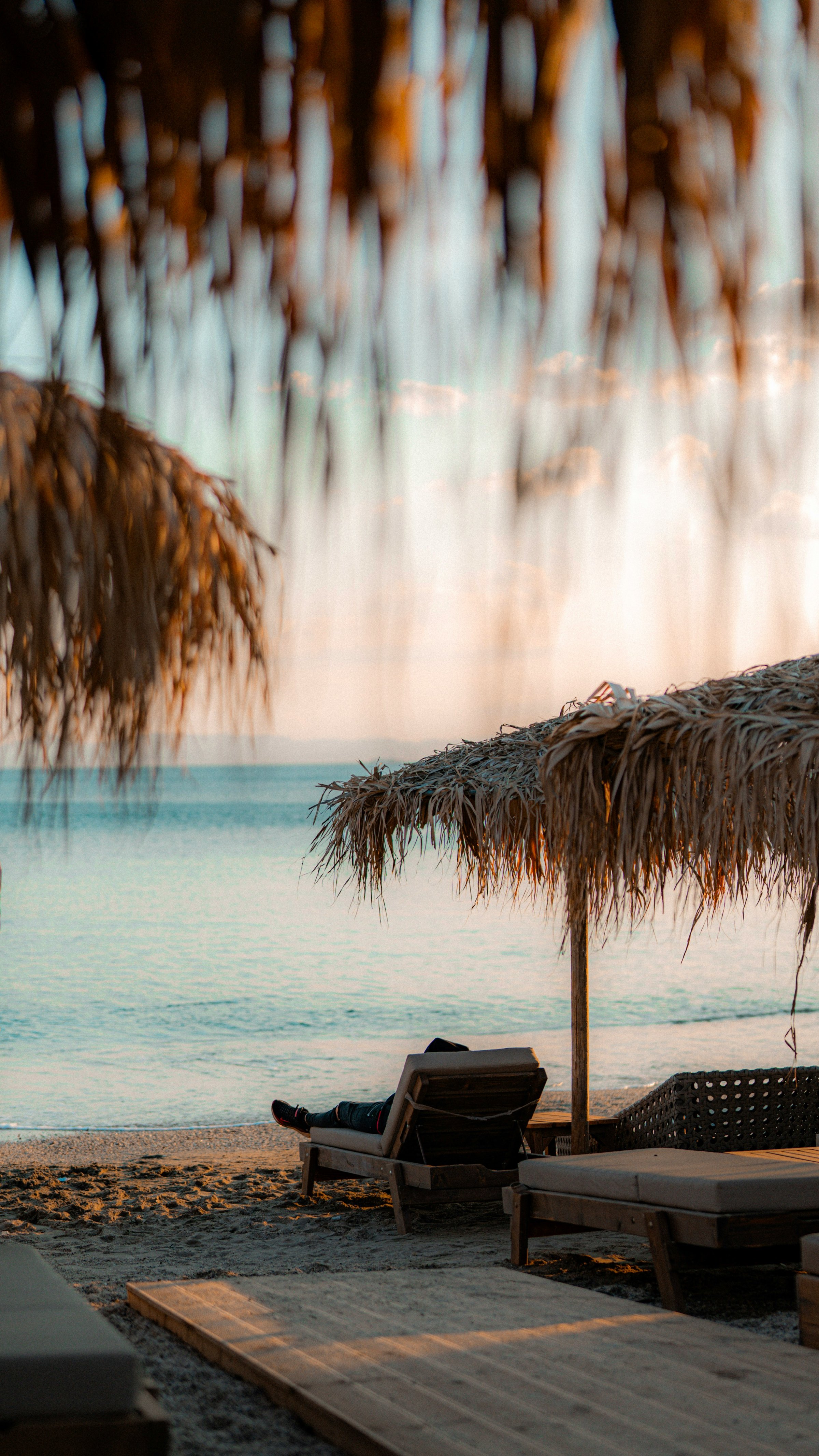 Anavissos beach sunbeds along the Athens Riviera near Renko Royal Villa