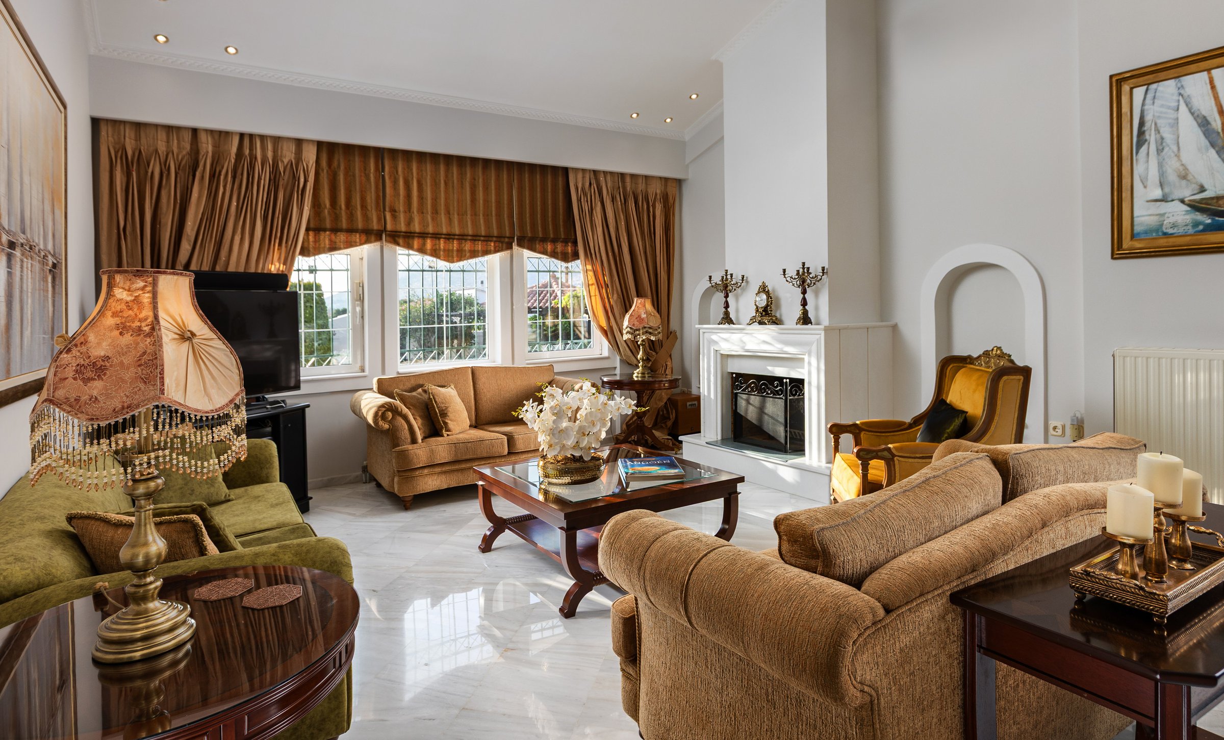 Luxury living areas at Renko Royal Villa, Athens Riviera